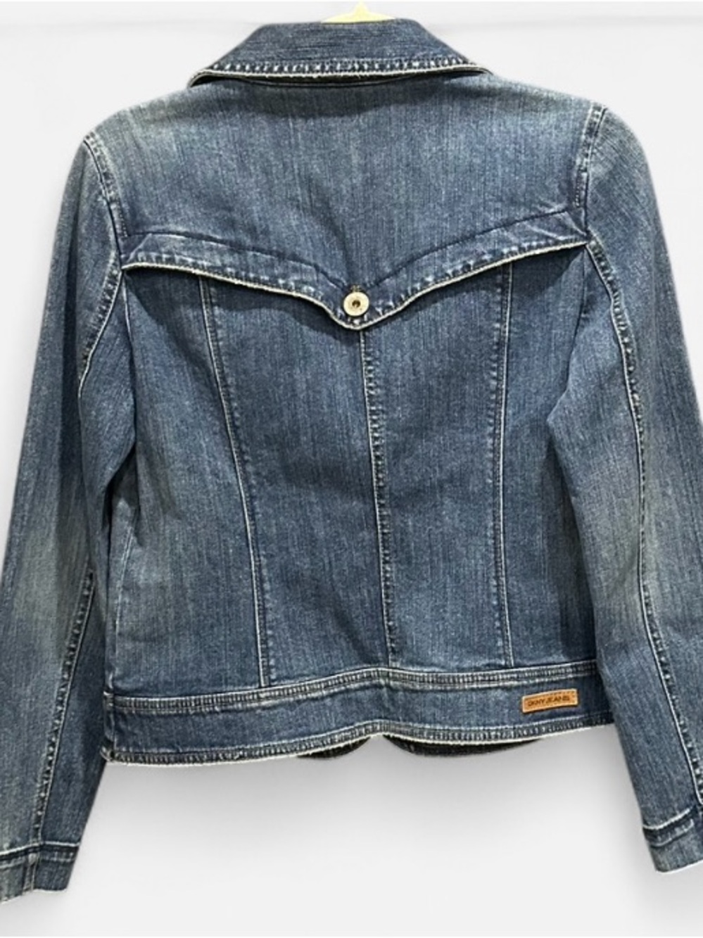 Vintage DKNY Y2K Fitted Denim Jacket Petite Small Classic Preppy Boho - Picture 5 of 11